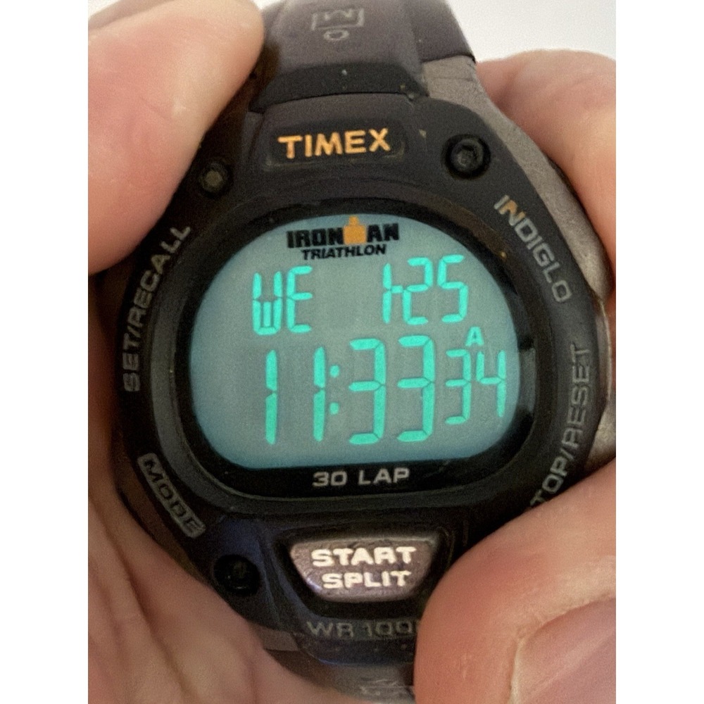 Timex 170 Mens Watch New Battery 2015 Black 38MM 8" 30 Lap‎ Ironman Triathlon - Picture 2 of 10